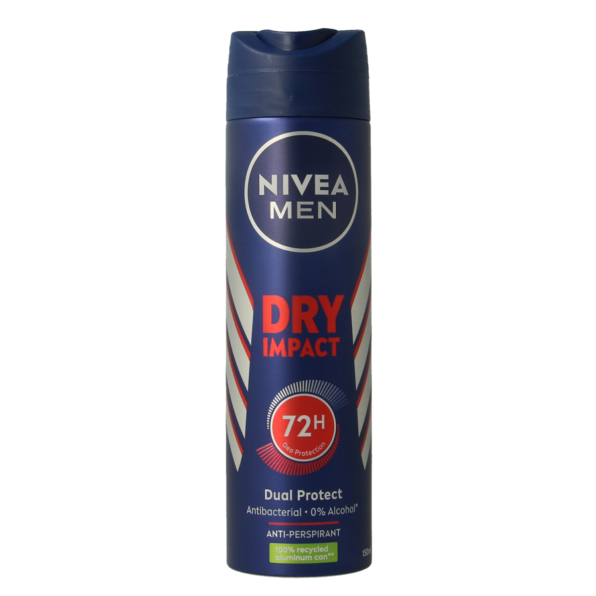 Nivea Men Dry Impact deodorant spray in 150ml bottle, featuring a sleek design and easy-to-use spray nozzle.