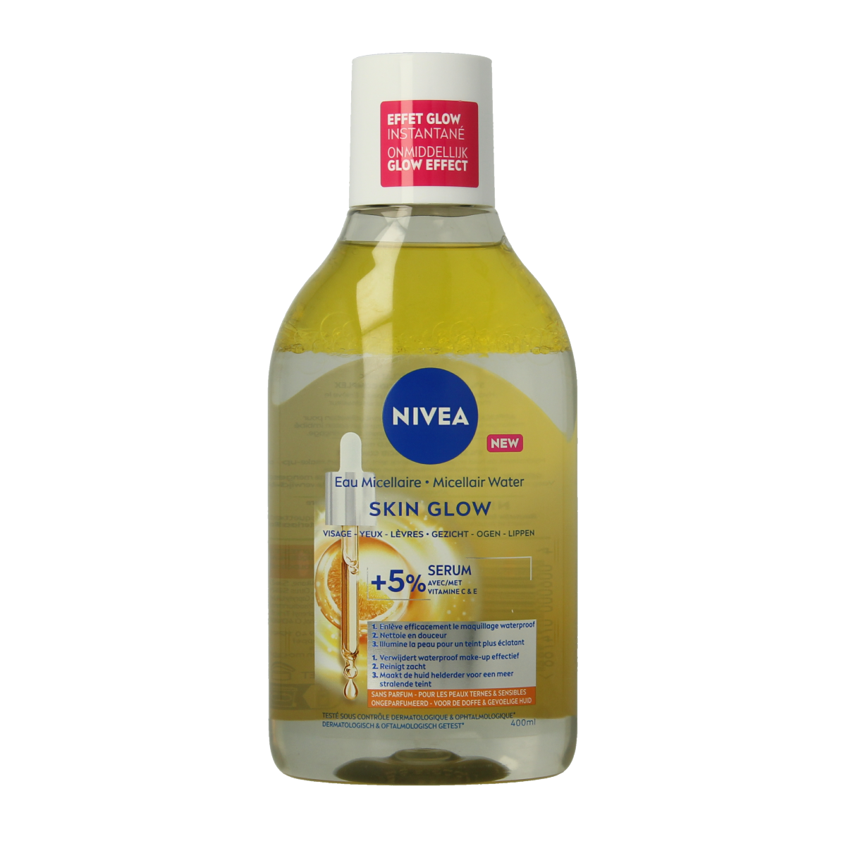 Nivea Micellair Water regenerating facial cleanser bottle, 400 ml, for gentle skin cleansing and hydration.
