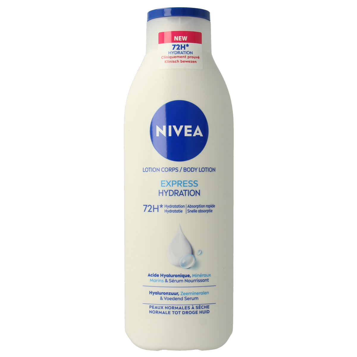 Nivea Express body lotion in 250ml bottle, showcasing smooth, white moisturizer for quick absorption and skin hydration.