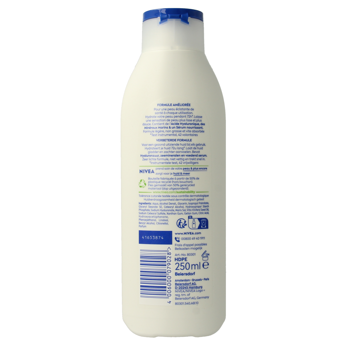 Nivea Express body lotion 250ml bottle, lightweight body moisturizer for smooth skin, with Nivea branding and product packaging visible.