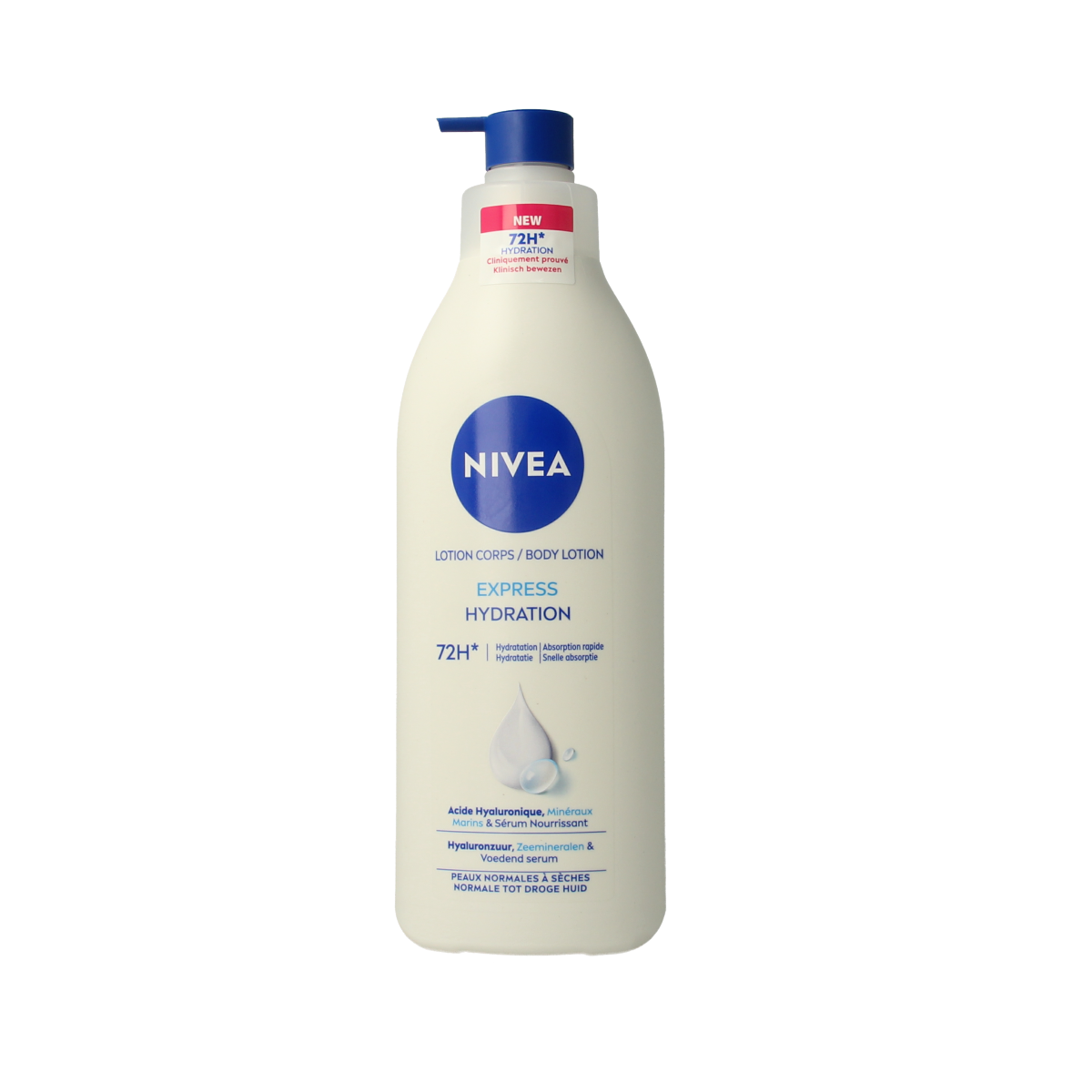 Nivea Express body lotion with pump in 400ml bottle, moisturizing body care product from Nivea.