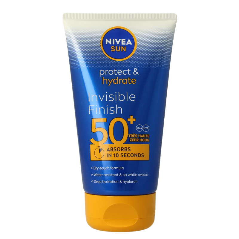 Nivea Sun Protect & Hydrate Invisible Touch SPF50 sunscreen lotion in a 150ml bottle
