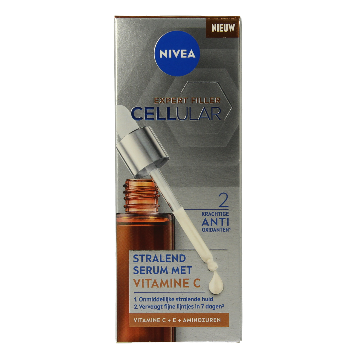 Nivea Cellular Expert Filler Vitamin C Serum 30ml for facial skincare with brightening and anti-aging benefits.