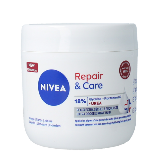 Nivea Body Repair & Care Urea Creme in 400ml tube, moisturizing body cream with healing properties