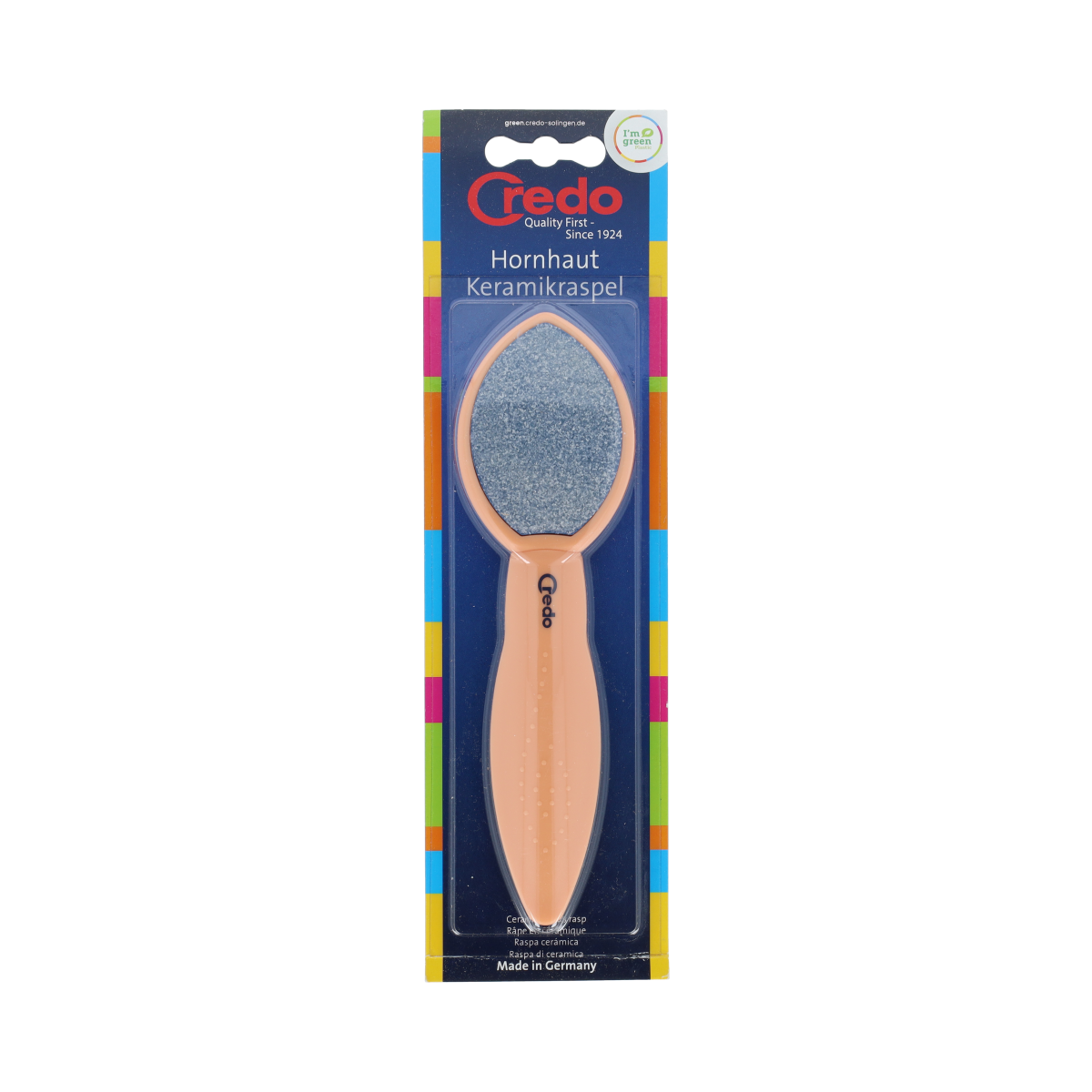 Credo keramische voetvijl in apricot color for foot care, showing the textured surface and ergonomic shape.