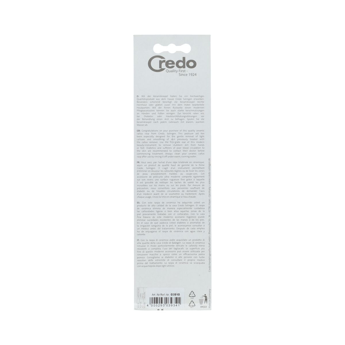 Credo keramische voetvijl apricot for effective foot care, shown in close-up with textured surface for smoothing dry skin.