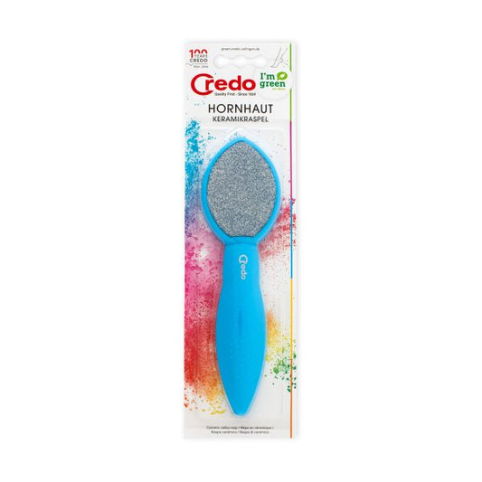 Credo Pop Art keramische voetvijl for foot care, showing a colorful ceramic foot file on a white background.