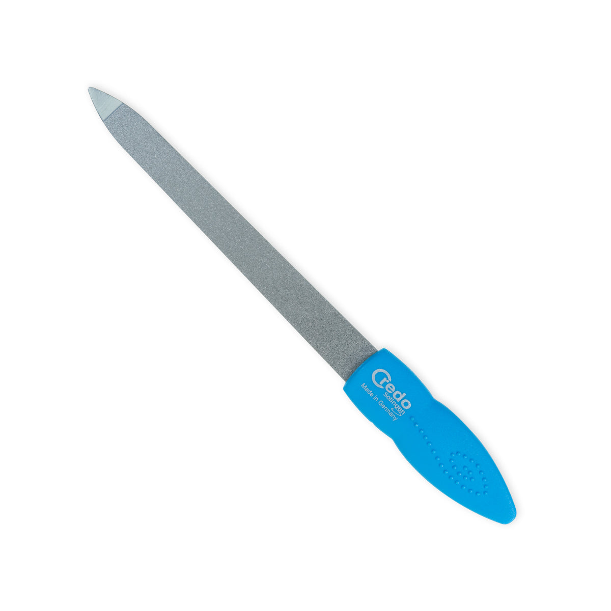 Credo Pop Art sapphire nail file for manicure and pedicure, large size, single piece, professional nail care instrument.