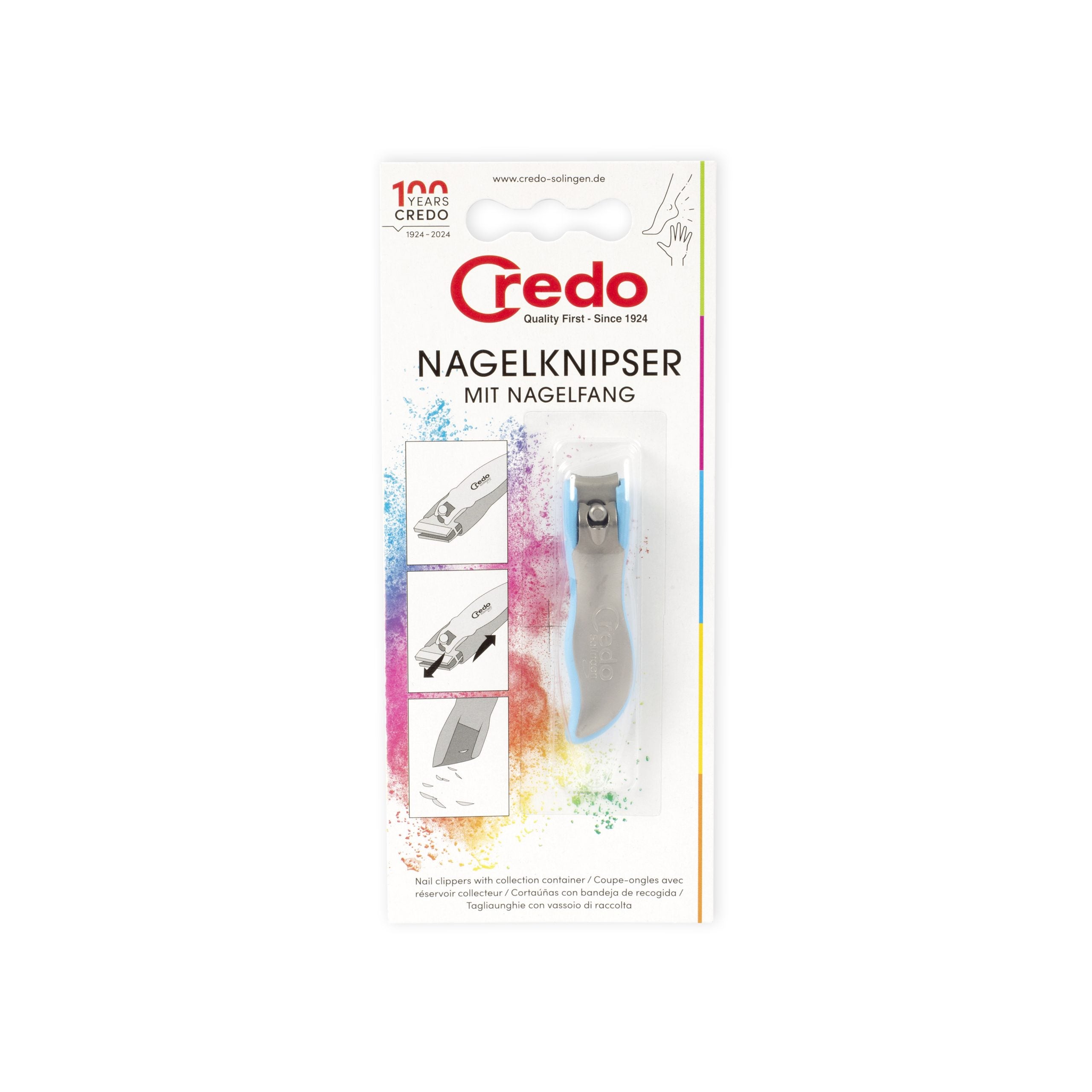 Credo Pop Art nail clipper with nail catcher, 60mm size, manicure and pedicure tool, durable metal construction