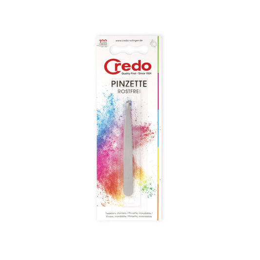 Credo Pincet gebogen manicure and pedicure instrument, stainless steel, precision tweezers for nail care and grooming.