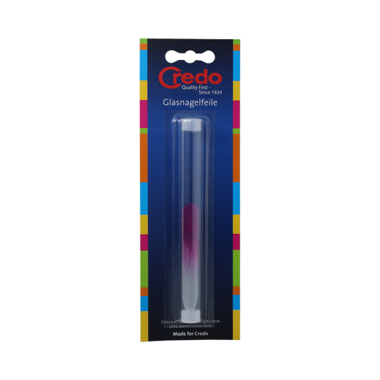 Credo Pop Art glass nail file, 90mm, manicure and pedicure instrument, clear and smooth glass surface, single piece