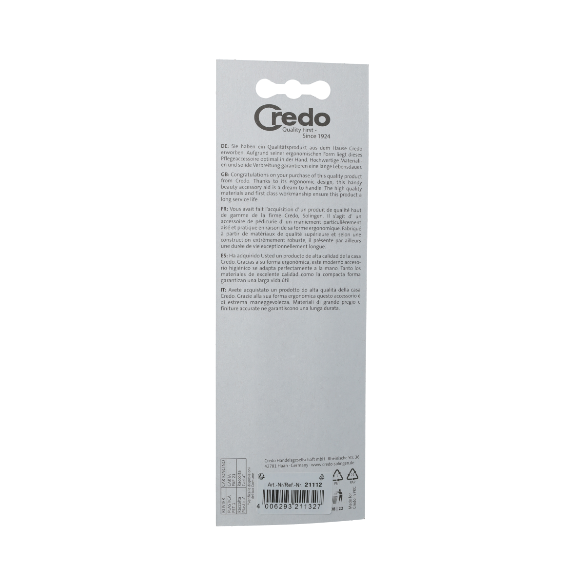Credo Pop Art glass nail file, 90 mm, for manicure and pedicure, made of durable glass, in vibrant Pop Art design.