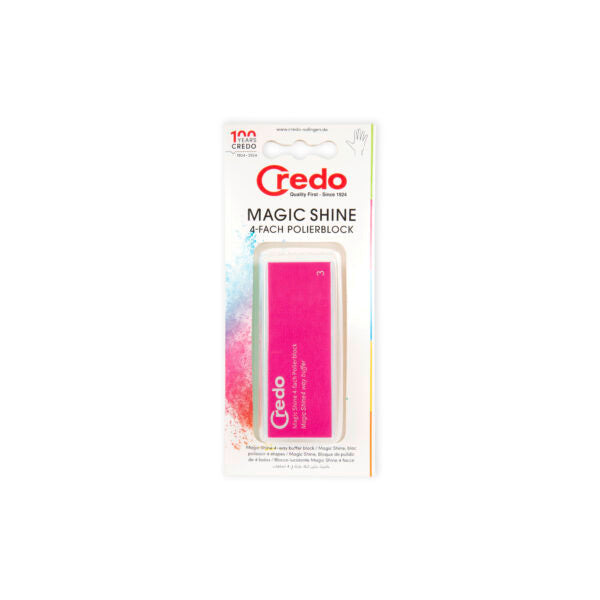 Credo Magic Shine politourblok 1.00 for manicure and pedicure, close-up of the Credo branded nail filing instrument.