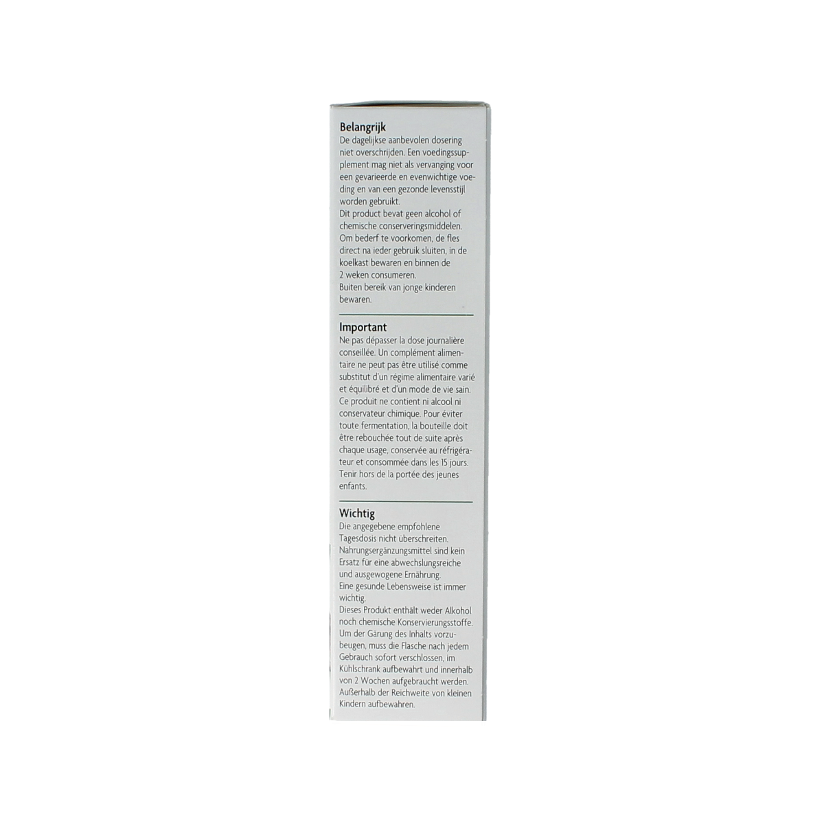 Salus Rammenassap bio herbal supplement bottle, 200ml, with herbal ingredients in a clear glass container.