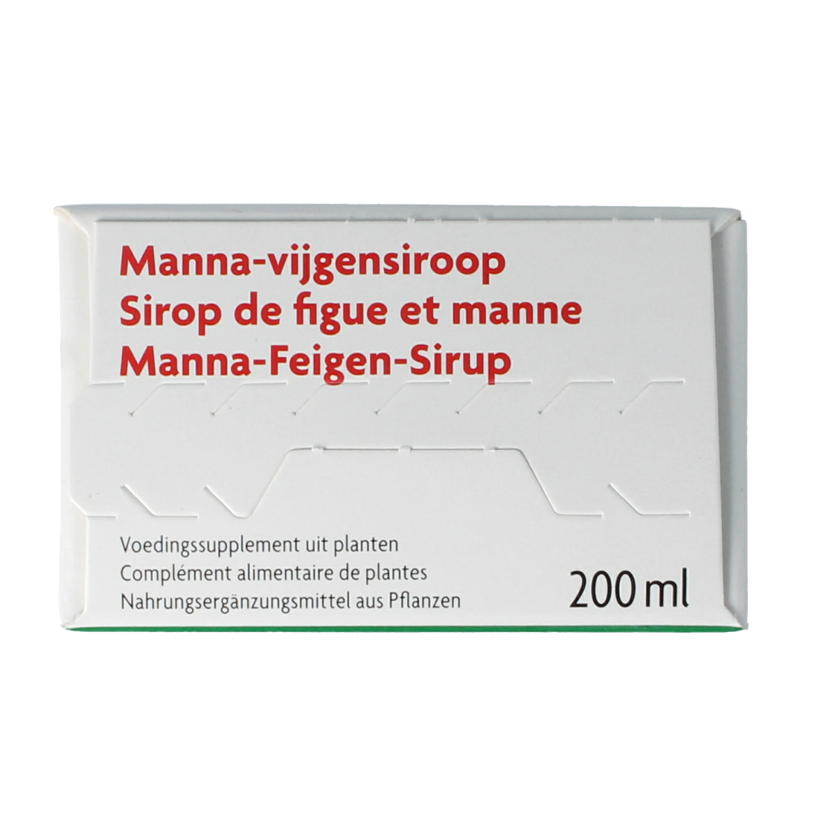 Salus Manna vijgensiroop in a 200ml bottle, a herbal preparation with vijgen flavor, shown in the product image.