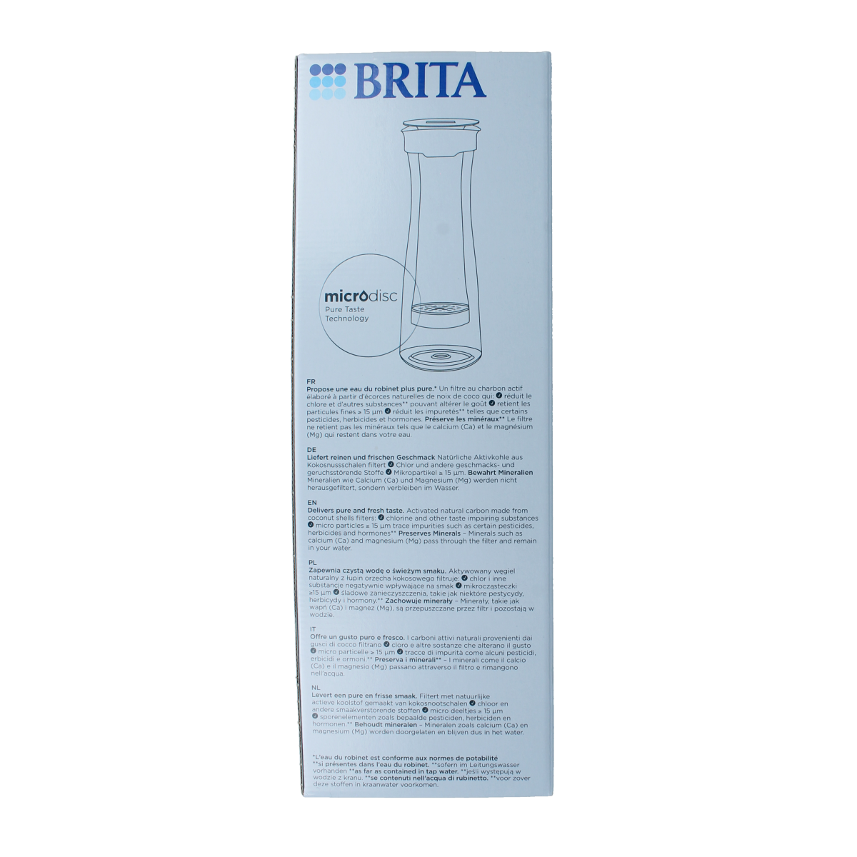 Brita Fresh Black water filter pitcher for cooking and dining, 1 liter, with black lid and filter cartridge inside.