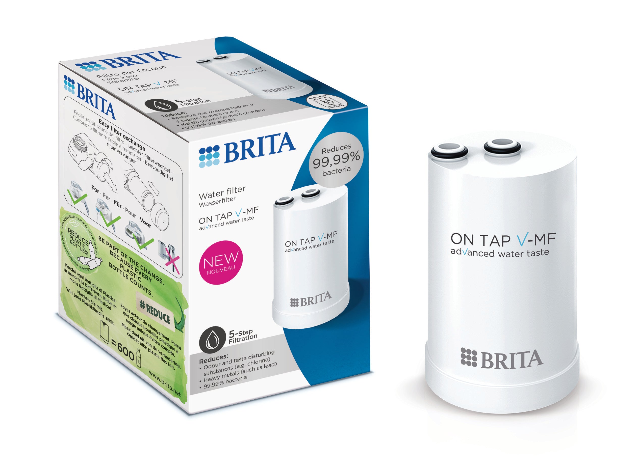 Brita water filter cartridge for tap water, 1-pack, designed for kitchen and dining use, ensuring clean and fresh drinking water.