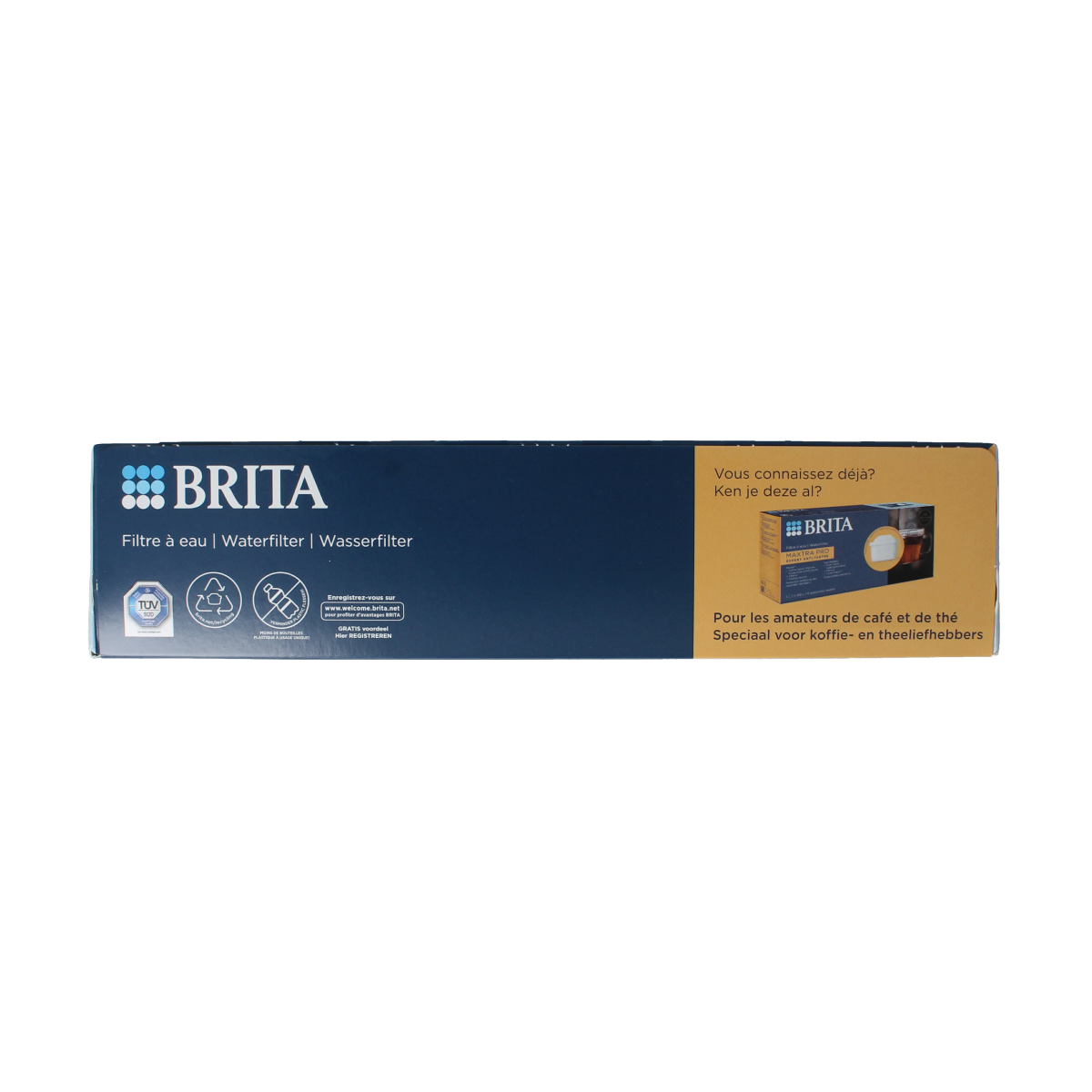 Brita MAXTRA PRO water filter cartridges for kitchen and table use, three-pack of Pure Performance filters.