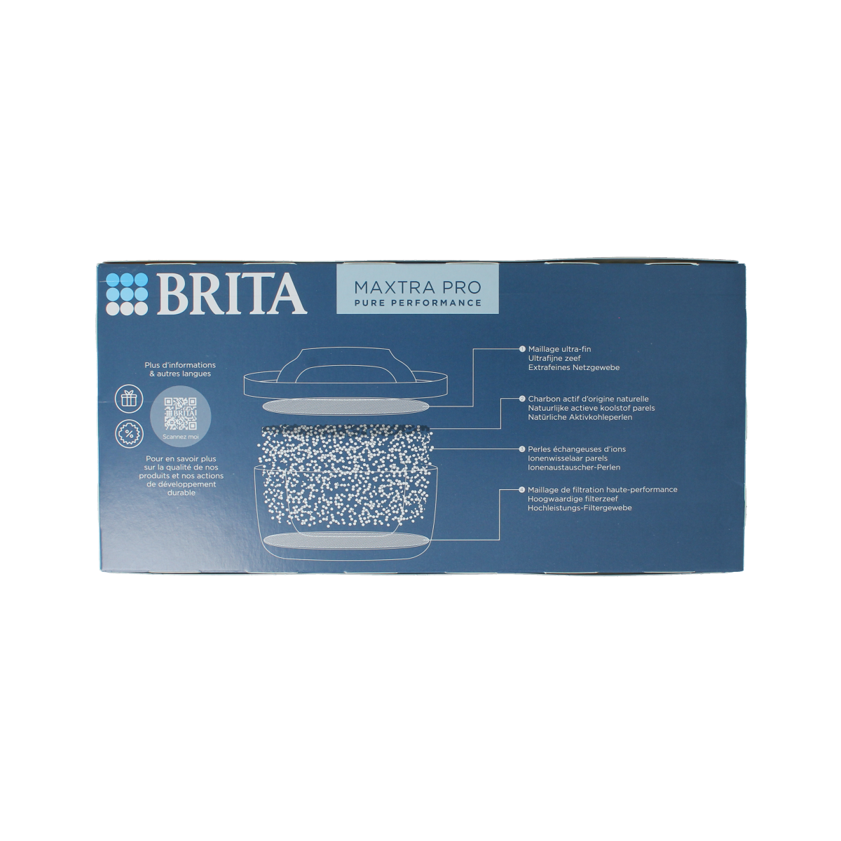 Brita MAXTRA PRO water filter cartridges for kitchen and table use, three-pack of Pure Performance filters.