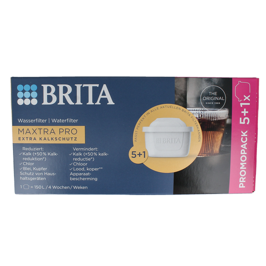 Brita MAXTRA PRO Kalk Expert water filter cartridges for cooking and dining, pack of 6 for improved water quality.