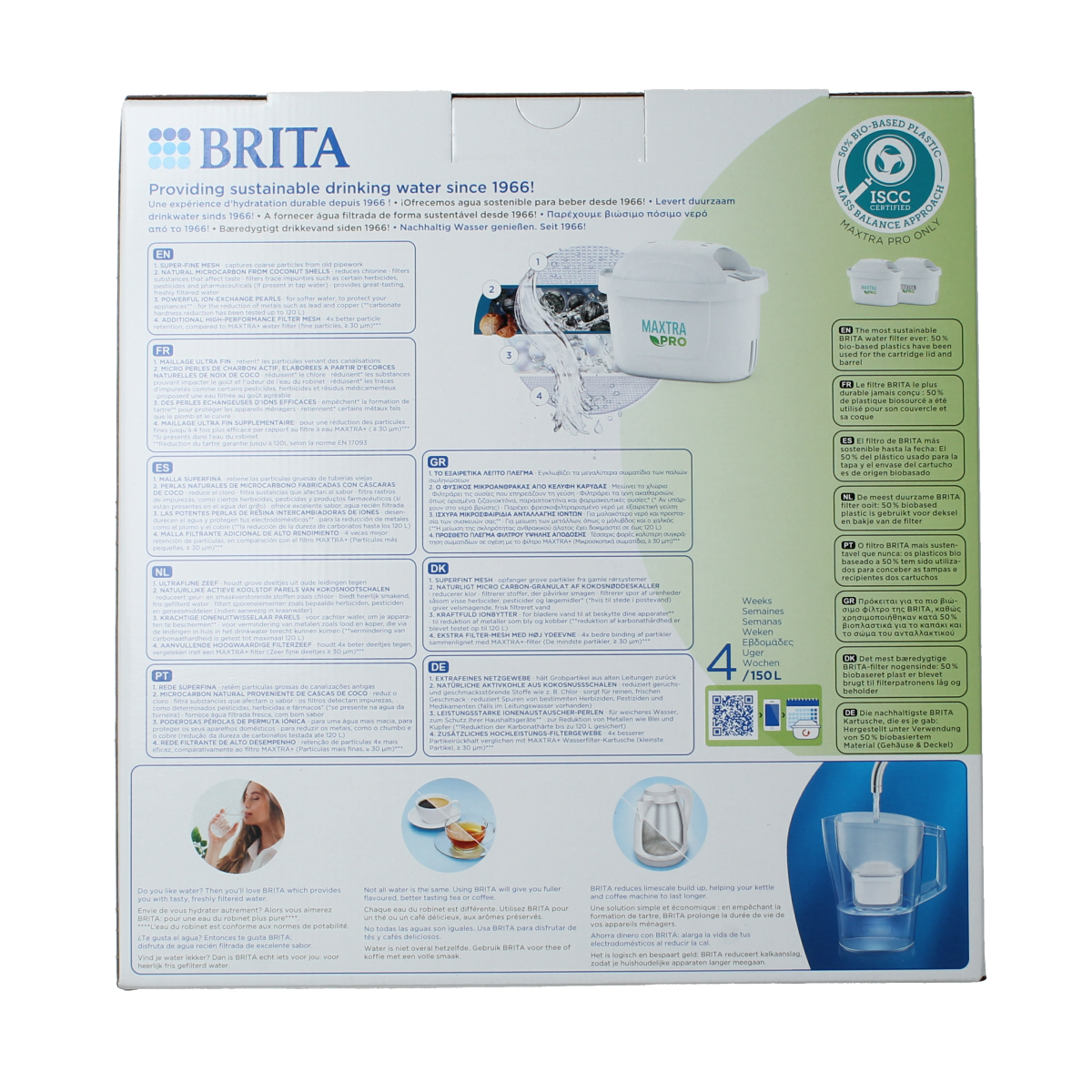 Brita Aluna Cool white water filter bundle with 2 Maxtra Pro filters for cooking and dining, branded Brita.
