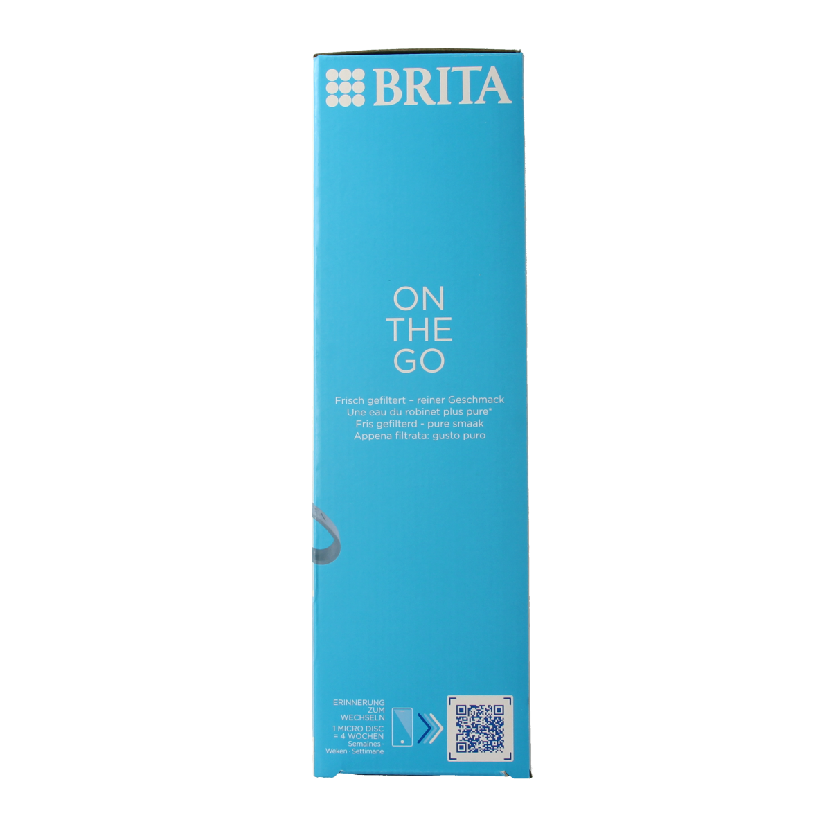 Brita water filter bottles Active dark blue set of three for cooking and dining, with blue filters inside the bottles.