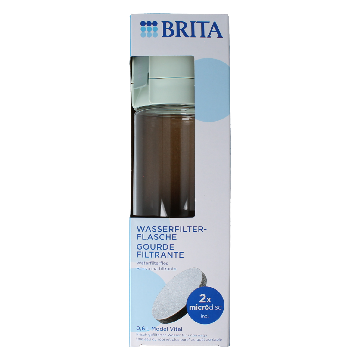 Light green Brita water filter bottles for cooking and dining, set of 3, designed for clean, filtered water consumption.