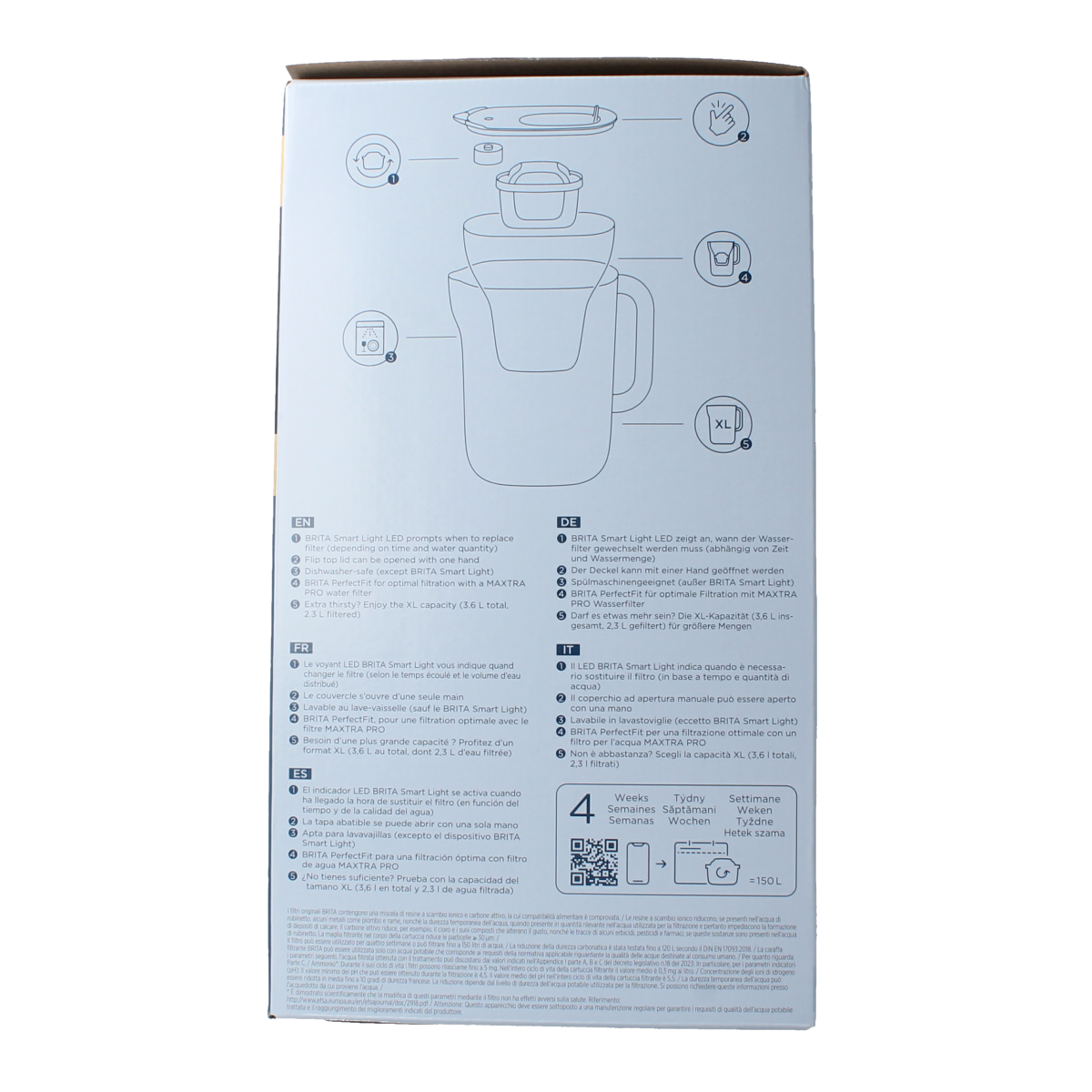 Brita Style Essential XL water filter jug in sand color with one filter, designed for cooking and table use.