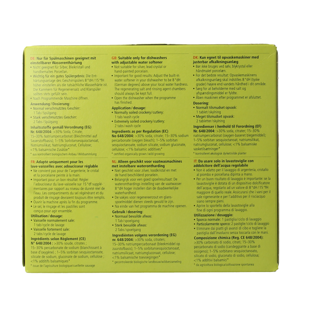 Sonett dishwasher tablets in a box, natural eco-friendly dishwashing detergent, 25 pieces for effective cleaning.