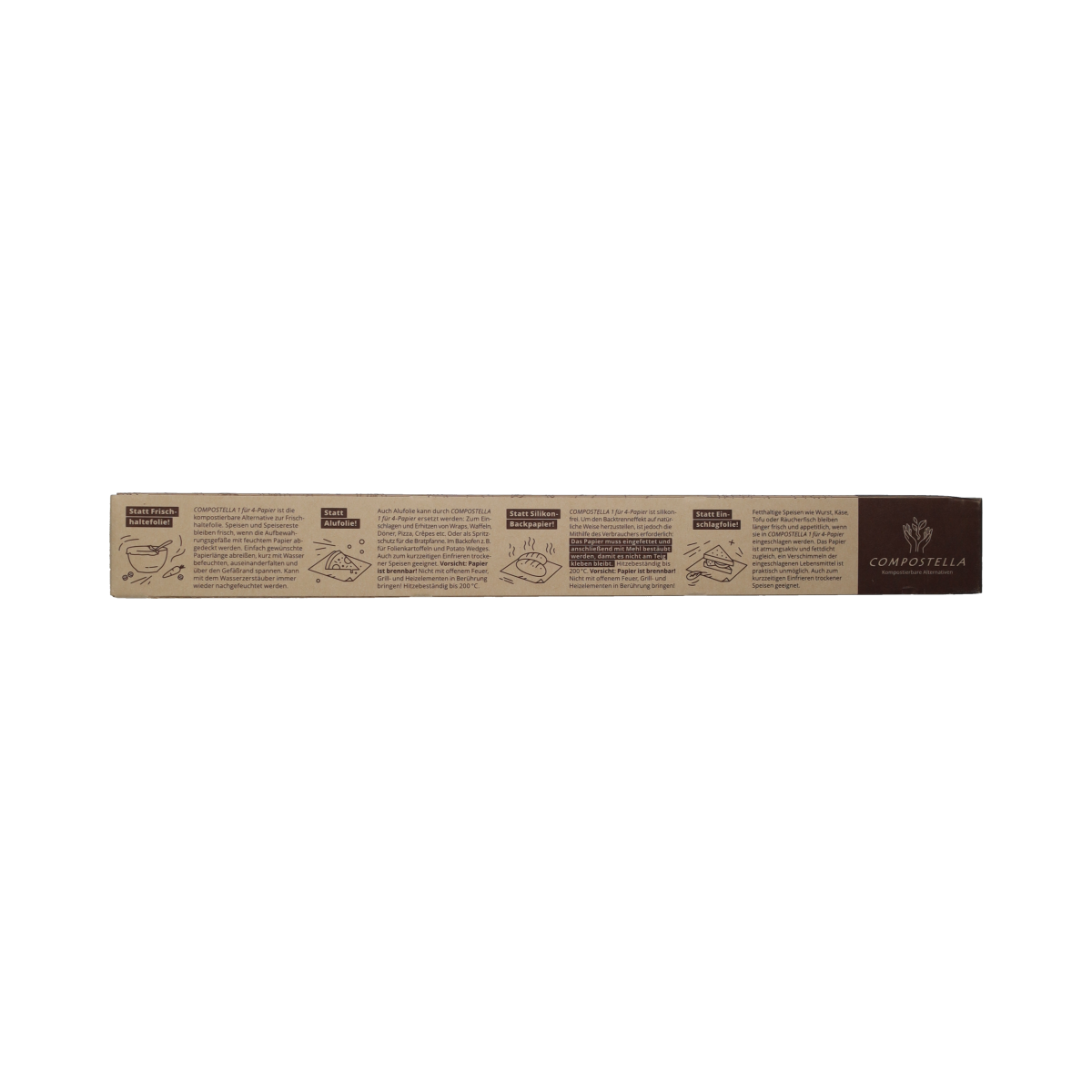Compestella kitchen foil and baking paper 4-in-1 pack, 8m x 38cm, household and baking use, with a roll of garbage bags.