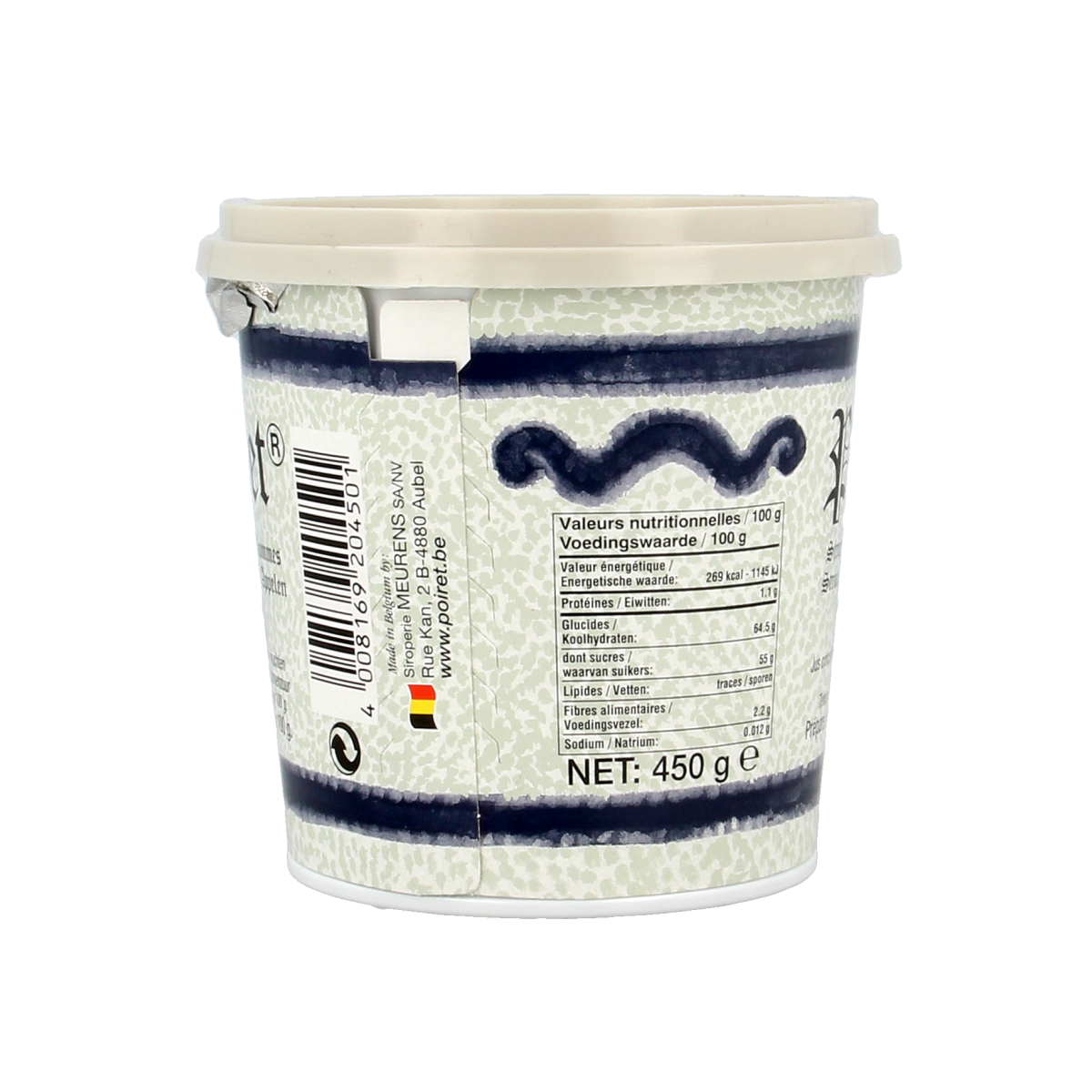 Poiret Poiret apple pear spread on bread, 450g jar, smooth fruit preserve, natural flavor, ideal for breakfast or snacks.
