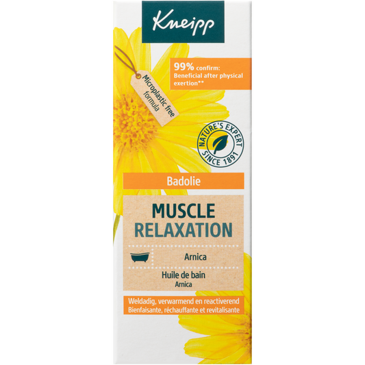 Kneipp Muscle Relaxation Arnica Bath Oil 100ml, a soothing bath and shower oil with arnica for muscle relaxation.