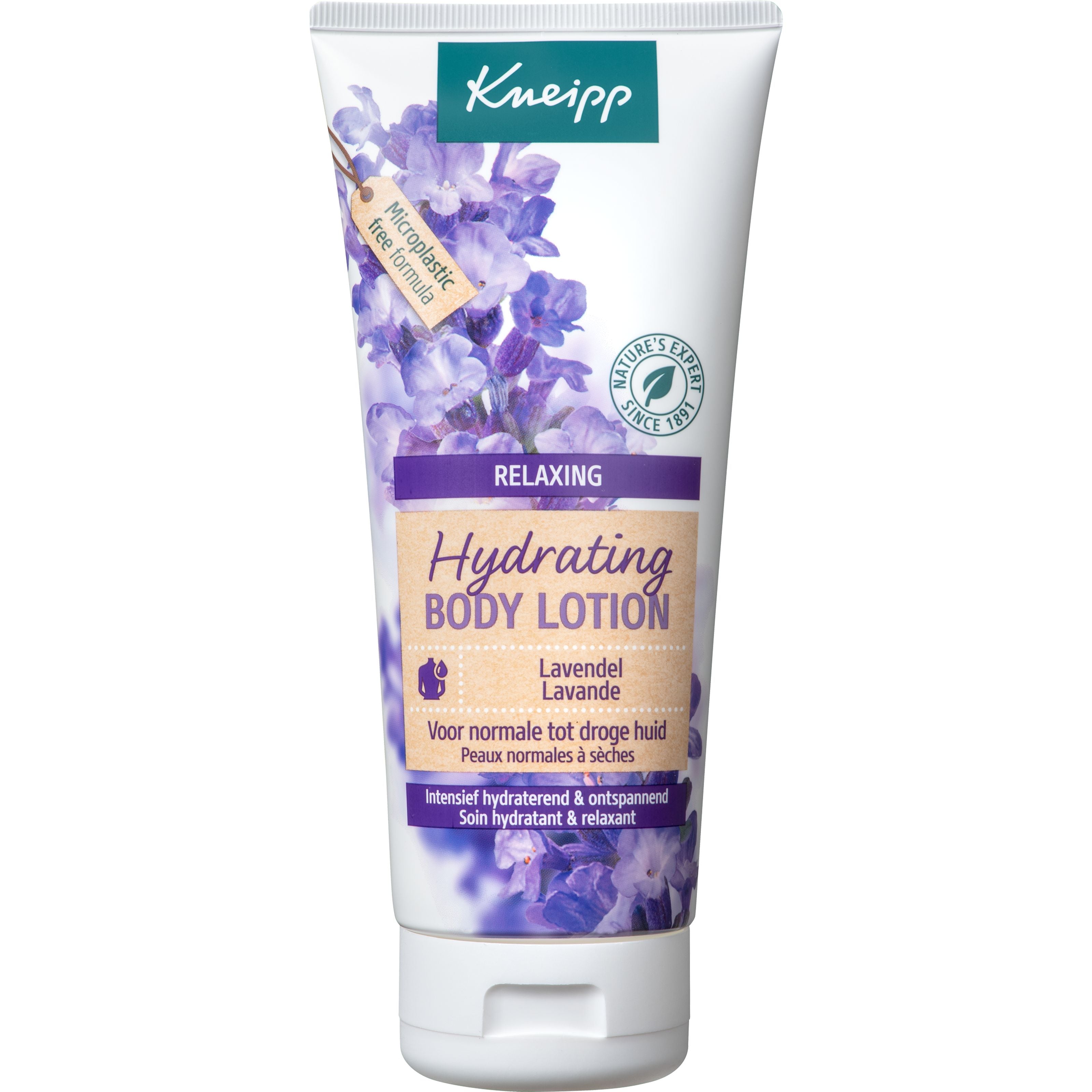 Kneipp Relaxing Hydrating Body Lotion with lavender in a 200ml bottle, designed for soothing body skincare.