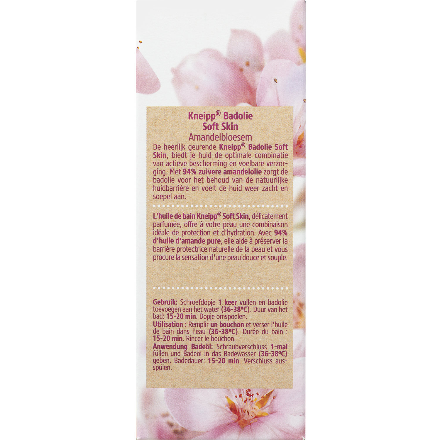 Kneipp Soft Skin bath oil in 100ml bottle, designed for relaxing bath and shower use, with a gentle, soothing formulation.