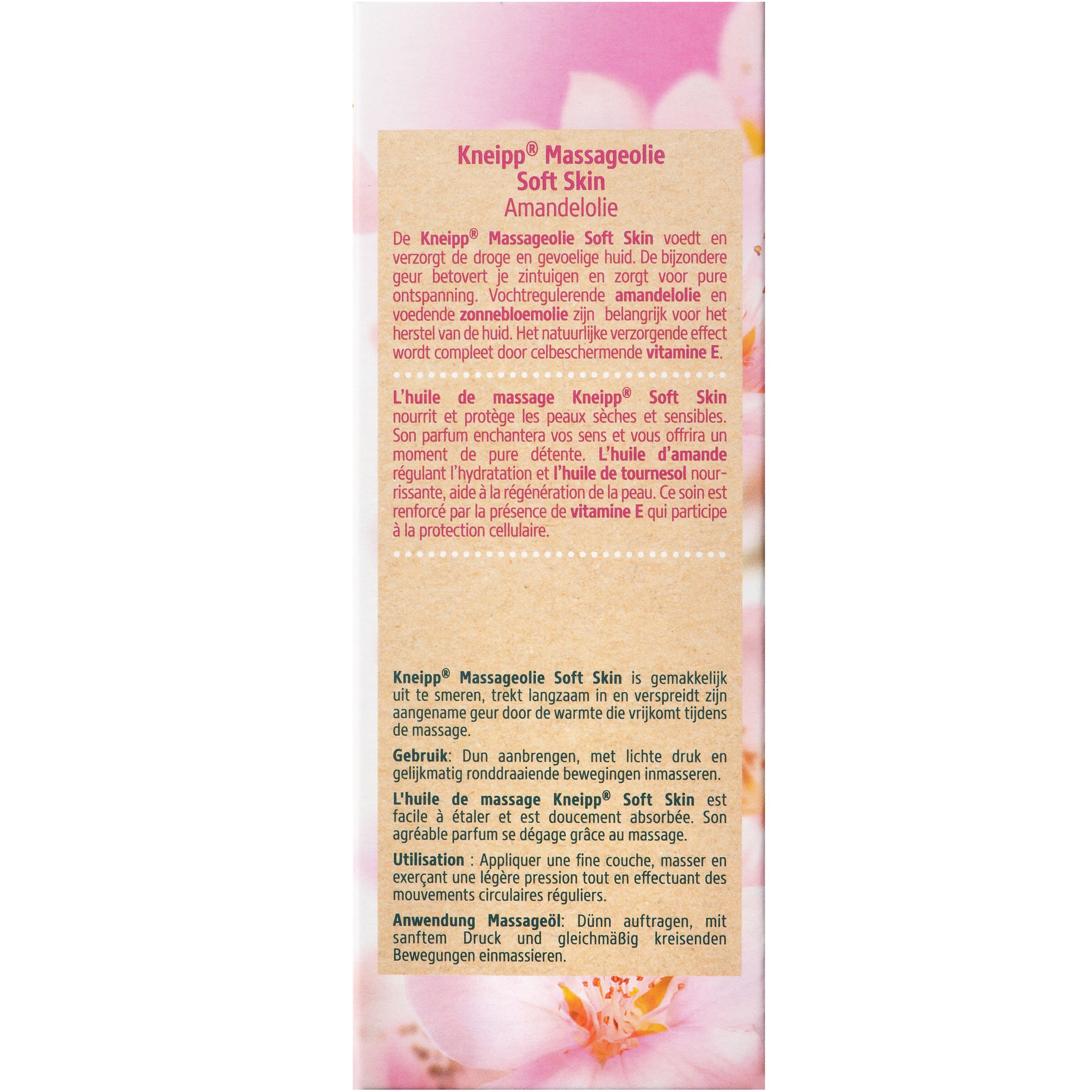 Kneipp Soft Skin Massage Oil with Almond Oil in 100ml bottle, ideal for nourishing body massage and skincare.