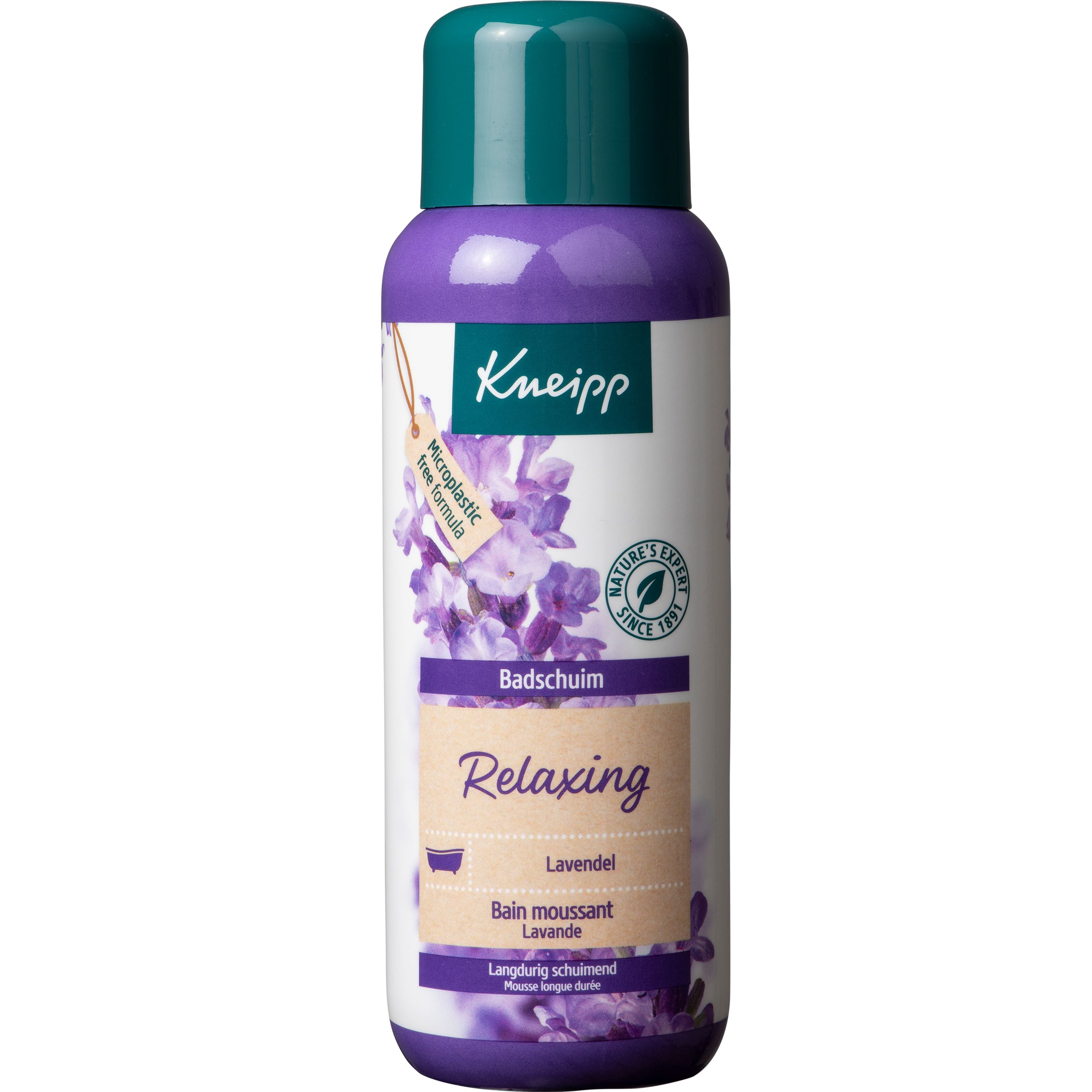 Kneipp Relaxing Lavender Bath and Shower Foam 400ml bottle with lavender scent and soothing label design.