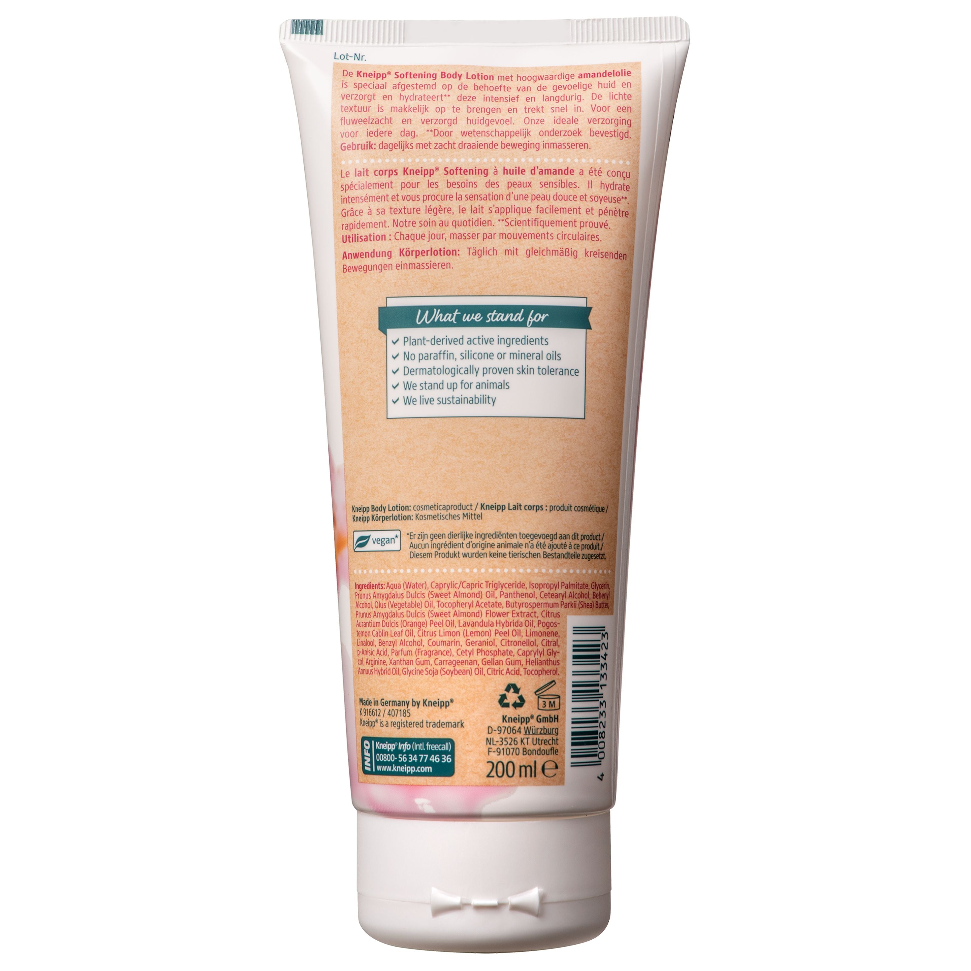 Kneipp Soft Skin Bodylotion with almond blossom scent, 200ml, moisturizing and nourishing body care product.