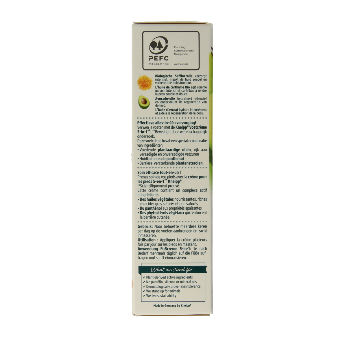 Kneipp Foot Care 5-in-1 voetverzorging crème in 75ml tube, designed for nourishing and revitalizing foot skin.