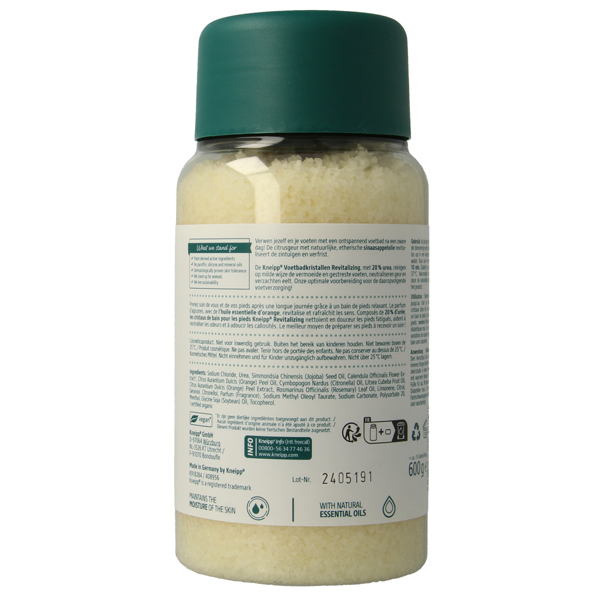 Kneipp foot care voetbadkristal vitalizing calendula sina, 600g, with calendula and citrus for revitalizing foot bath.