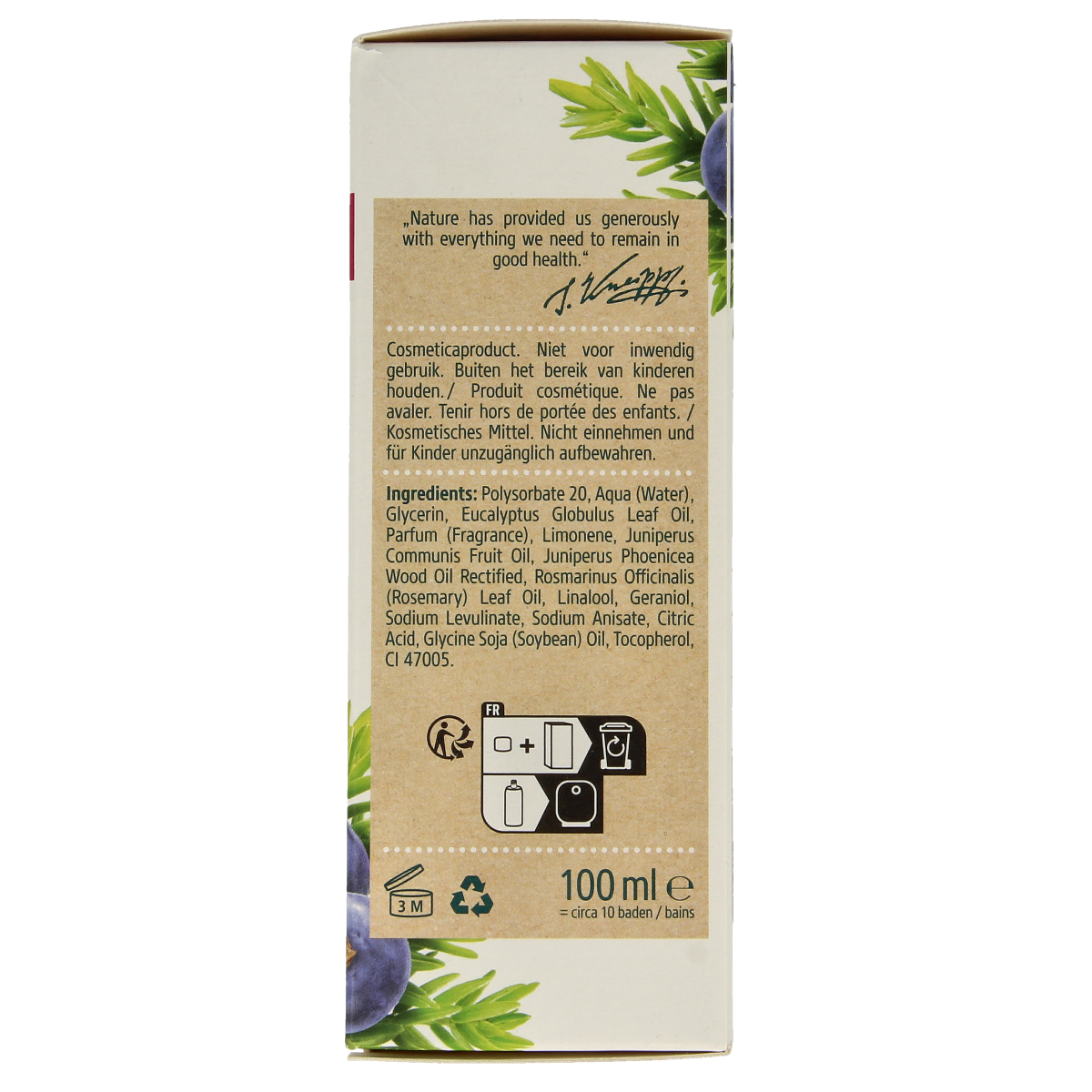Kneipp Muscle Soothing Bath Oil with juniper berries in a 100ml bottle, designed for relaxing muscle relief.