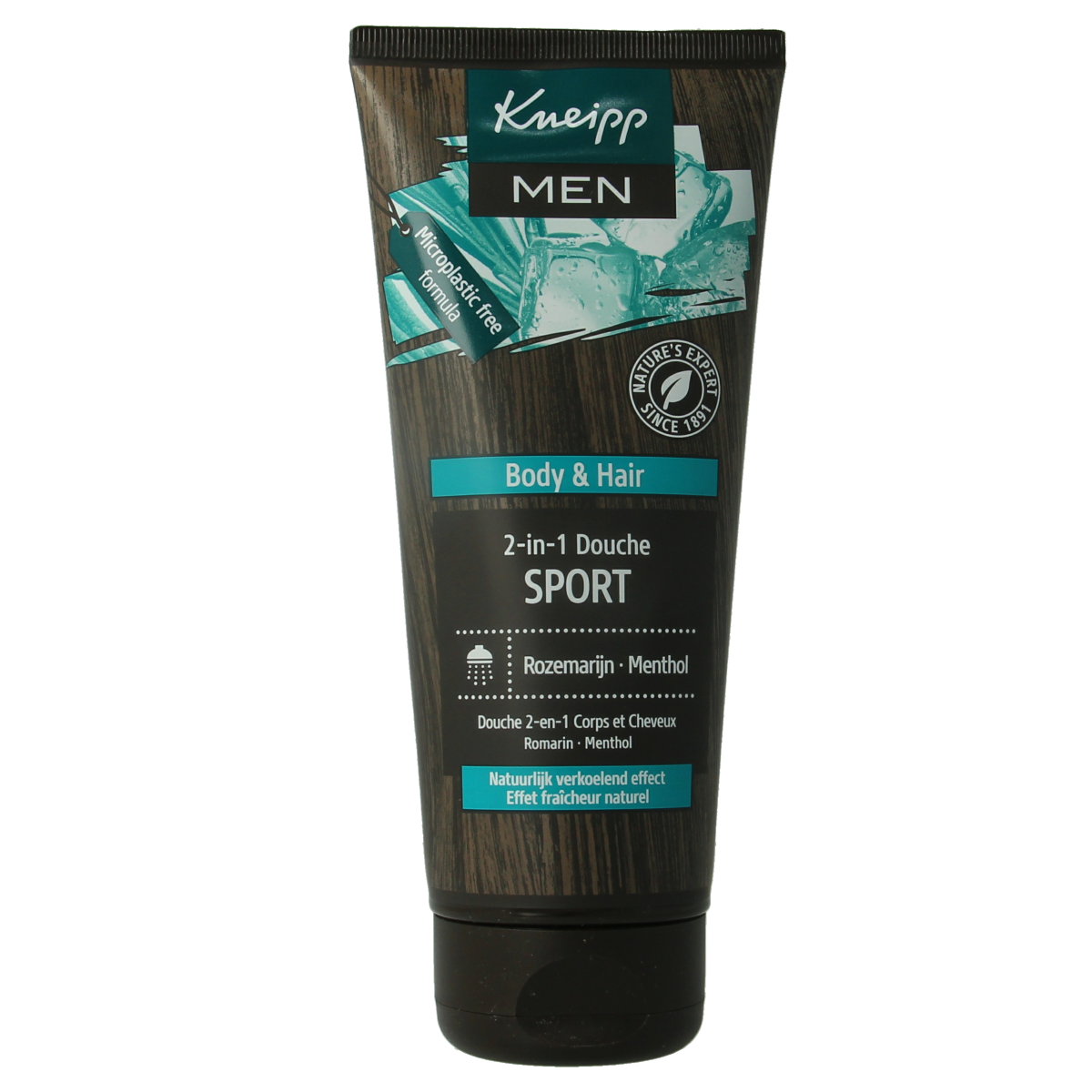 Kneipp Men 2-in-1 sports body and hair shower gel in a 200ml bottle, designed for invigorating cleansing.