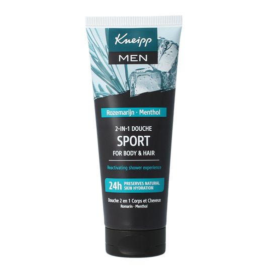 Kneipp Men 2-in-1 Sport Mini Shower Gel and Bad En Douche, 75ml, with refreshing scent and invigorating formula.