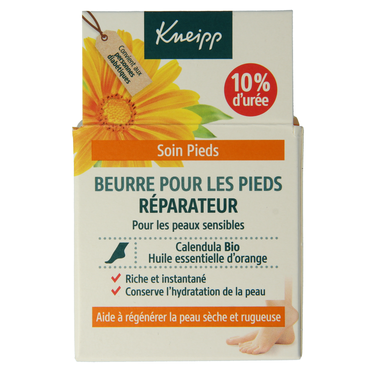 Kneipp foot care voetbutter with calendula and orange oil, 100ml, moisturizing foot cream for soft, healthy skin.