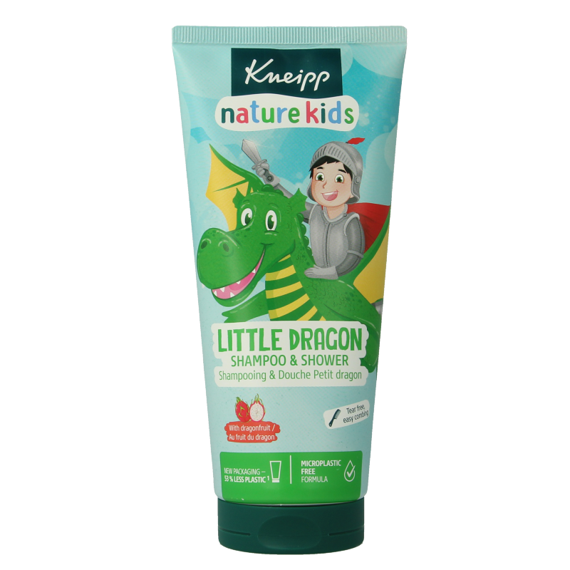 Kneipp Kids Drakenkracht shampoo and body wash 200ml with colorful dragon design, gentle for children's hair and skin.