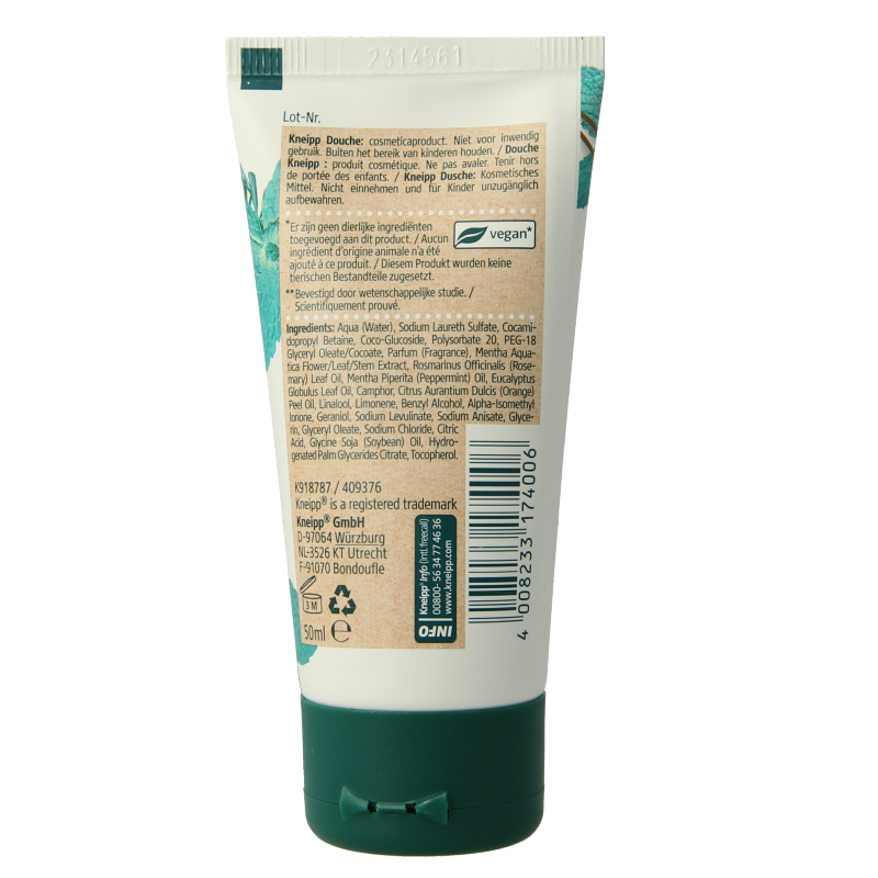 Kneipp Goodbye Stress mini douche bottle, 50ml, soothing bath and shower product with calming ingredients.