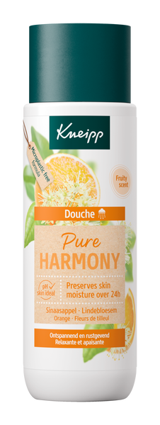 Kneipp Pure Harmony douche bottle, 200ml, with soothing herbal ingredients, designed for gentle cleansing of the skin.