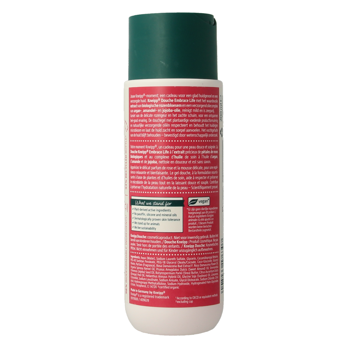Kneipp Douche Embrace Life 200ml bottle, soothing bad en douche with natural botanical ingredients and calming scent.