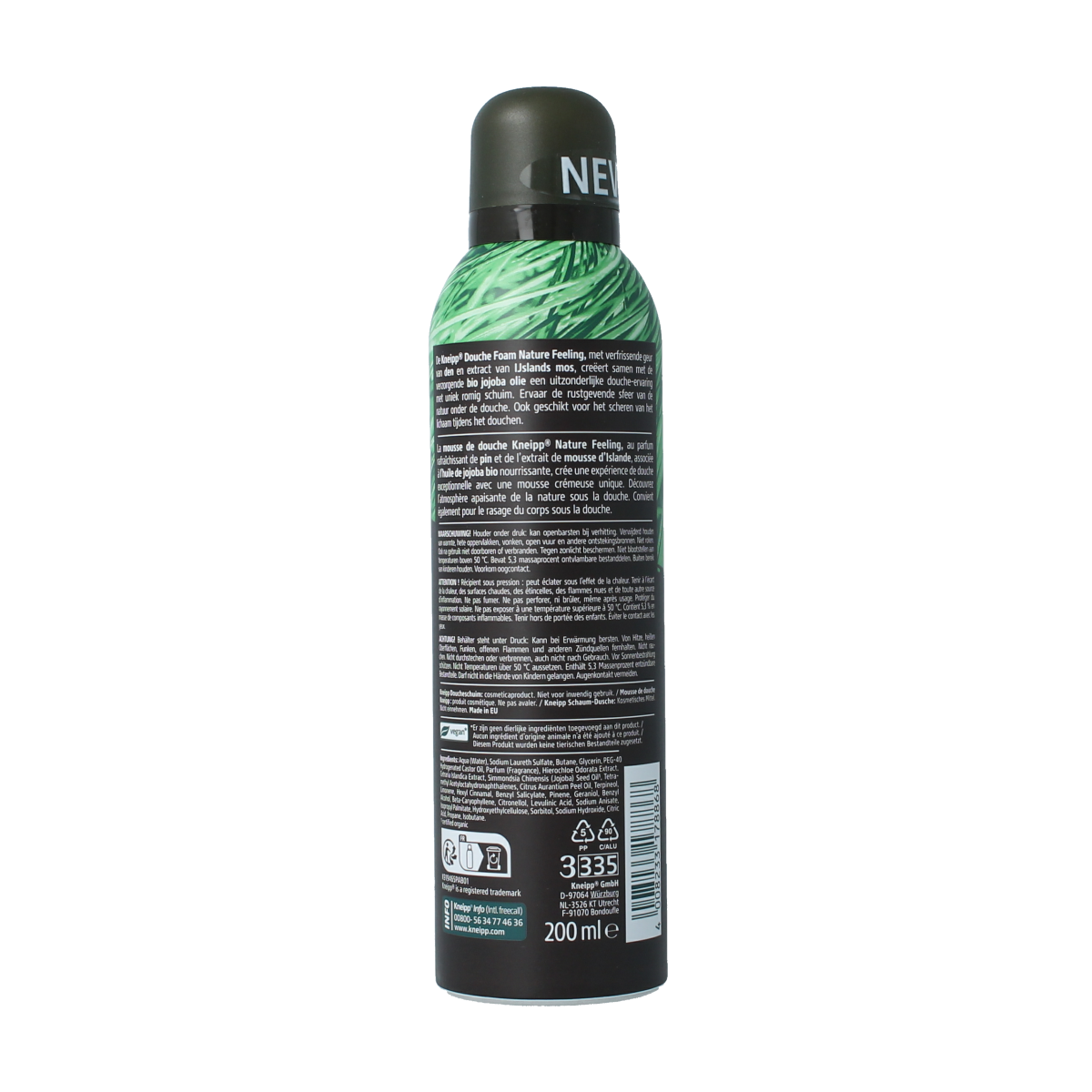 Kneipp Men douche foam bottle with nature-inspired scent, 200ml, for a refreshing shower experience.