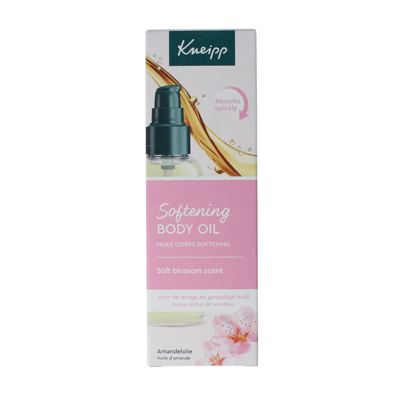 Kneipp soft skin body oil in a 100ml bottle, natural skincare product for nourishing and hydrating the skin.