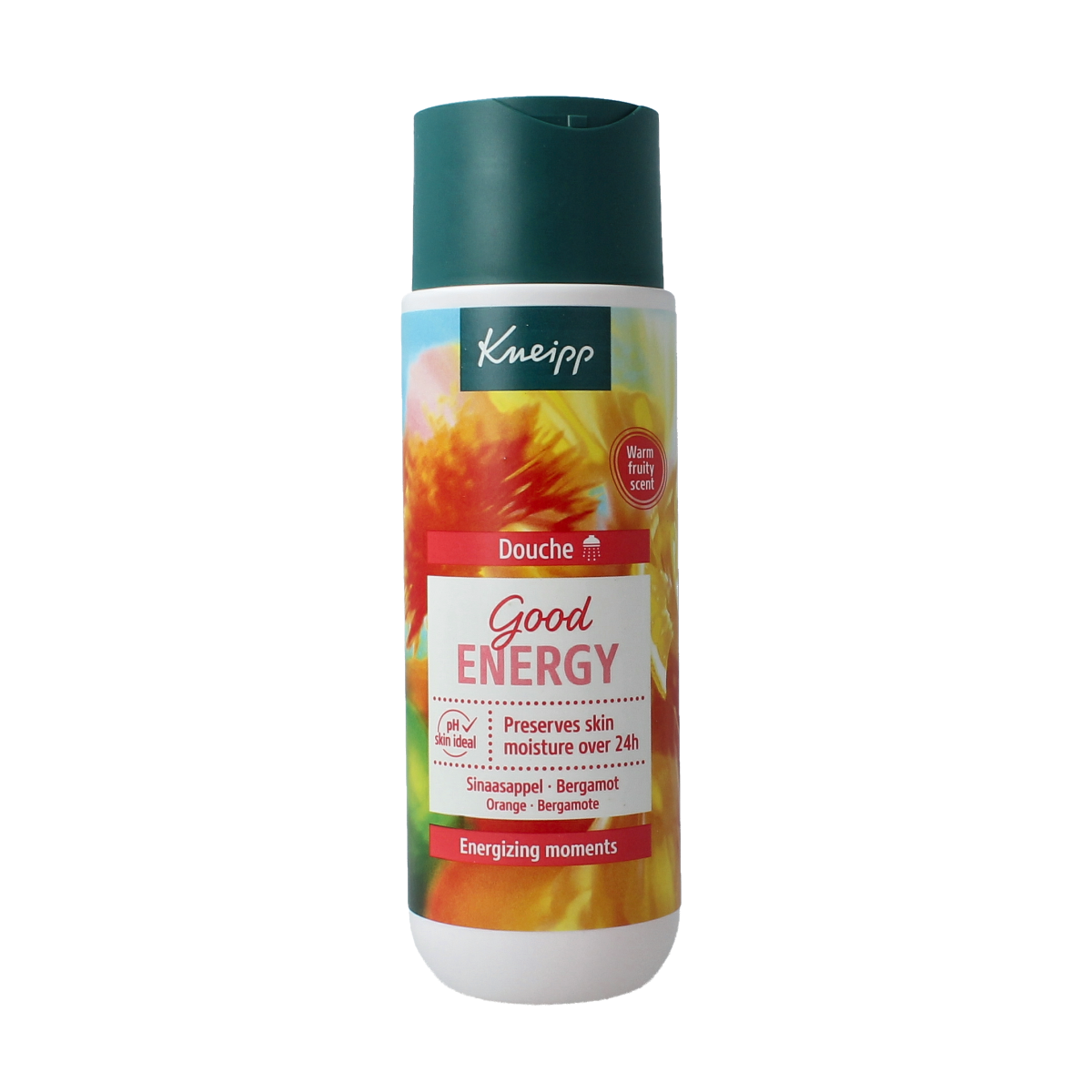 Kneipp Good Energy douchegel in 200ml bottle, with vibrant packaging, for refreshing and invigorating shower experience.